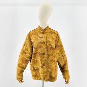 Vintage 90s Saddle Ridge Velvet Western Wildlife Tapestry Button Jacket